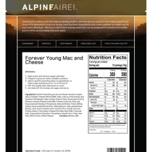 Alternative view of Forever Young Macaroni and Cheese - Cook in the Pouch